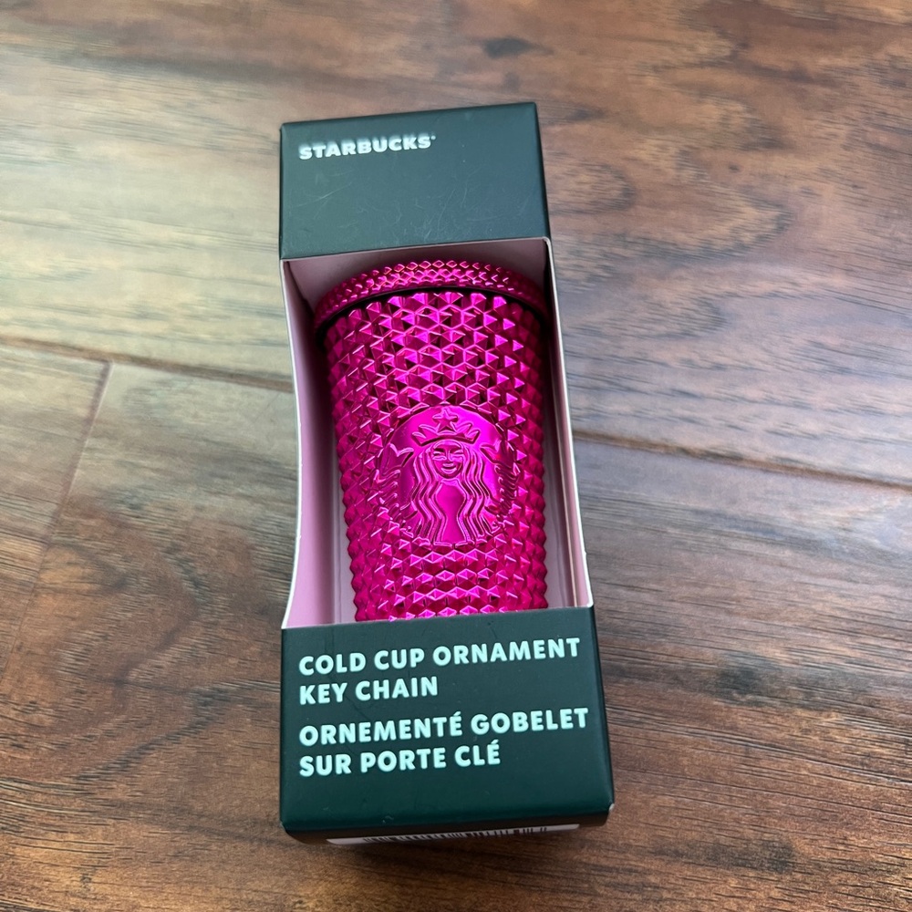 Starbucks metallic pink studded cold cup ornament keychain